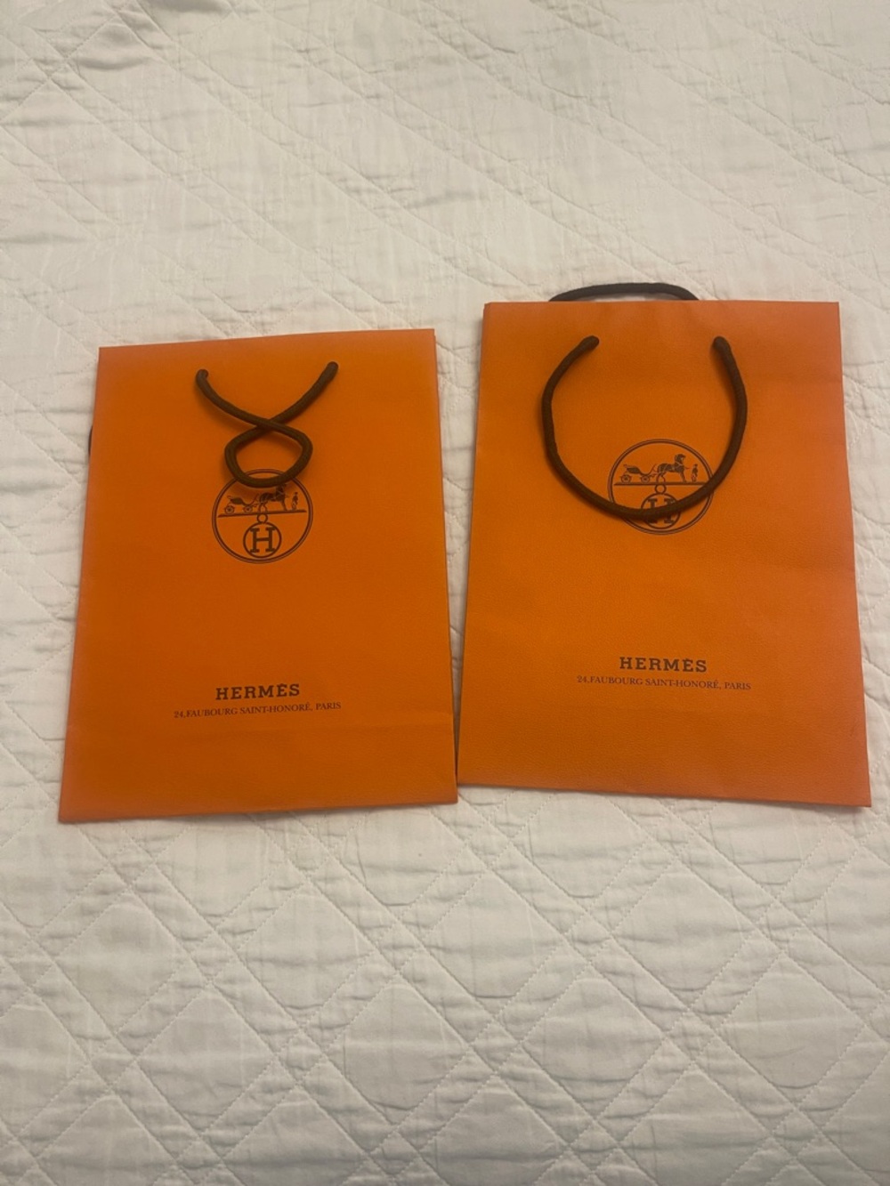Hermès Orange Paper Shopping Bags - Set of 2